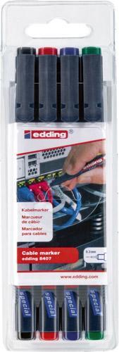 2281051 kabelmarker set 8407 schwarz rot blau gruen edding