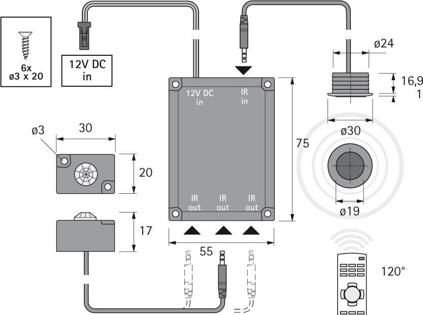 2283490 ir repeater plus sender 1 8m klinkenstecker