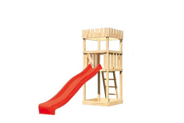 2456558 spielturm ritterburg loewenherz mit 2 5m rutsche