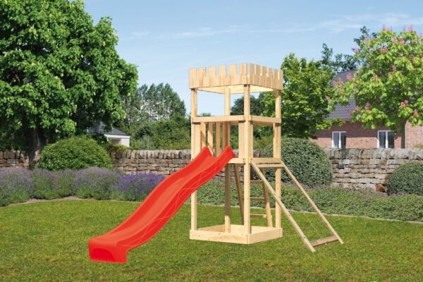 2532624 spielturm ritterburg loewenherz mit 2 5m rutsche