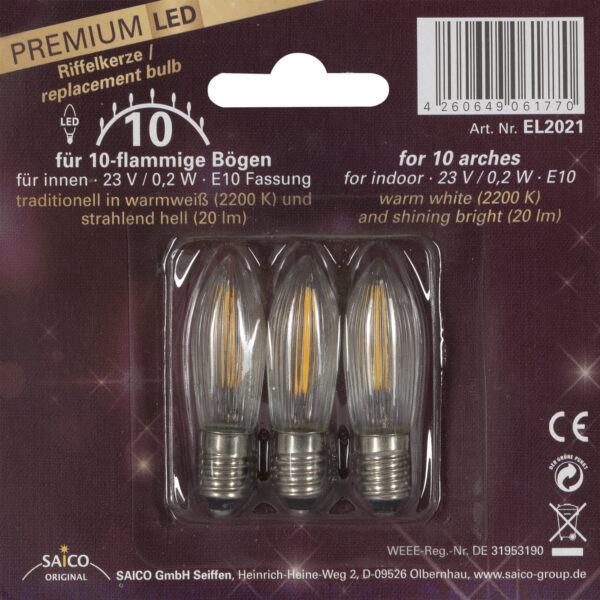 2567117 premium led ersatzlampe riffelkerze 8v e10 fassung