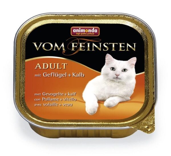 1232497 cat katzennahrung vom feinsten adult gefluegel kalb 100g