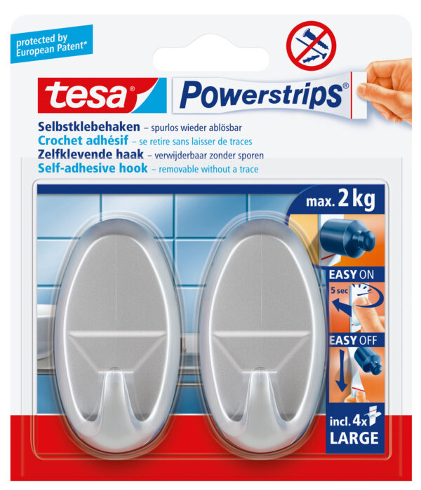 1533418 tesa powerstrips haken large oval matt chrom