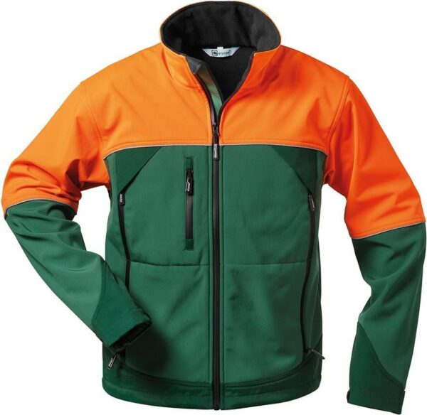 Softshell Forstjacke Sanddorn grün/orange