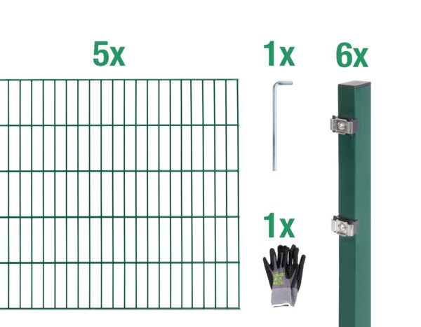 Doppelstab-Zaunmatten-Grundset inkl. Handschuh