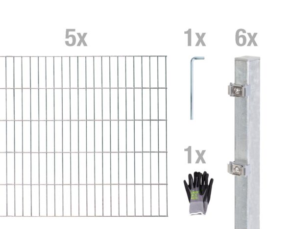 Doppelstab-Zaunmatten-Grundset inkl. Handschuh