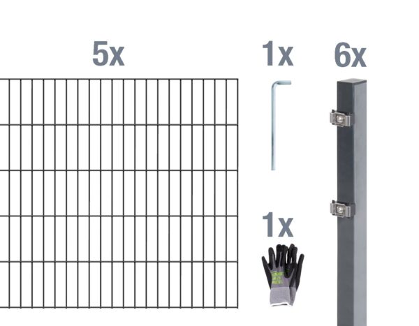 Doppelstab-Zaunmatten-Grundset inkl. Handschuh