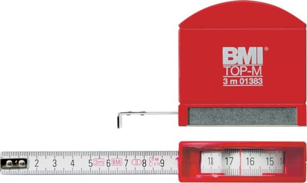 Taschenbandmaß weiß mit Edelstahlsohle 3mx13mm BMI