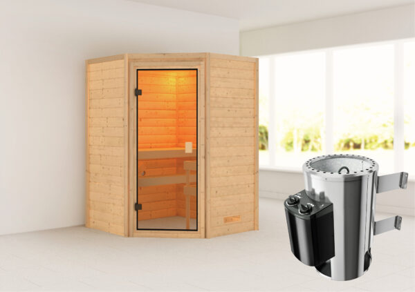 Sauna Antonia 145x145x187cm, Eckeinstieg