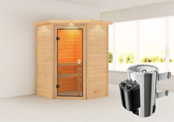 Sauna Antonia 145x145x187cm, Eckeinstieg