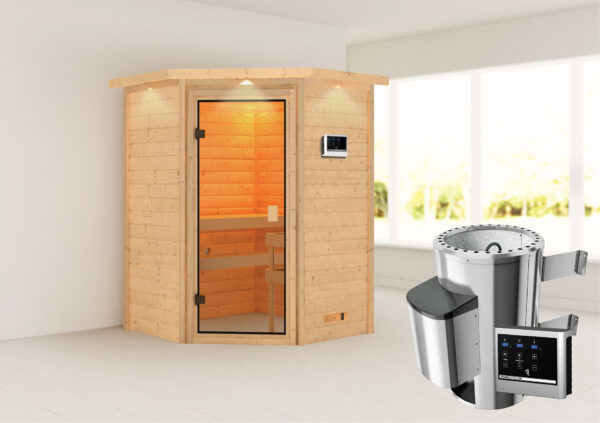 Sauna Antonia 145x145x187cm, Eckeinstieg