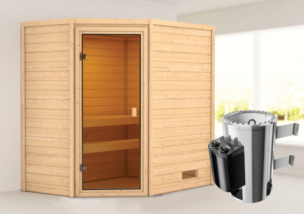 Sauna Jella 195x145x187cm, Eckeinstieg