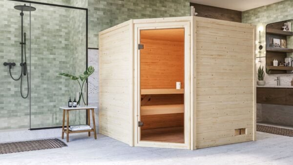 Sauna Tilda 195x195x187cm, Eckeinstieg