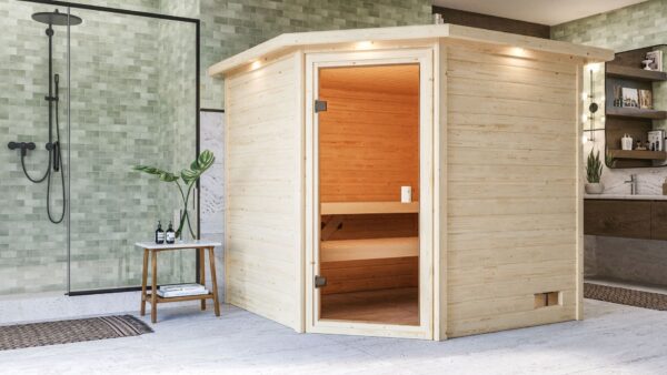 Sauna Tilda 195x195x187cm, Eckeinstieg