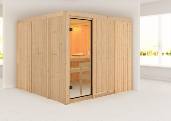 Sauna Arvika 231x231x198cm, Fronteinstieg