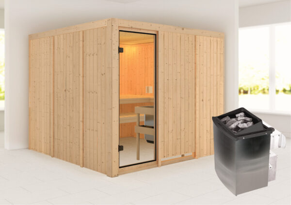 Sauna Arvika 231x231x198cm, Fronteinstieg