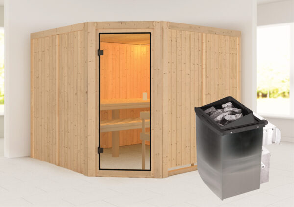 Sauna Ystad 231x231x198cm, Eckeinstieg