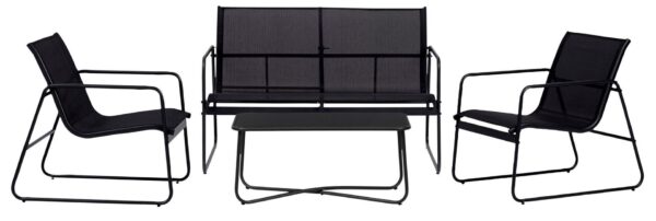 Lounge-Set 4-teilig, schwarz, Metall