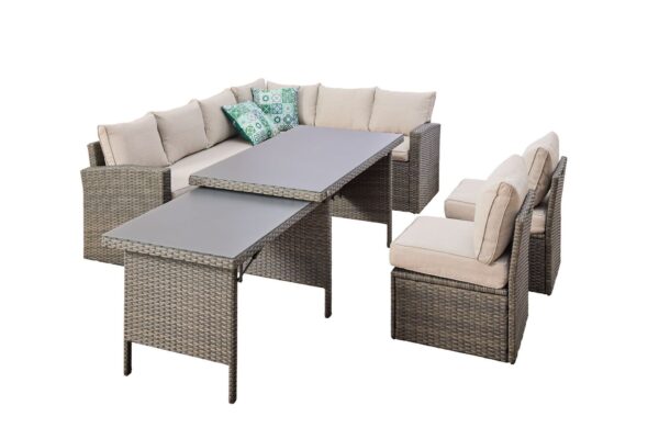 Eck-Lounge Corinto 5-teilig, Geflecht, taupe