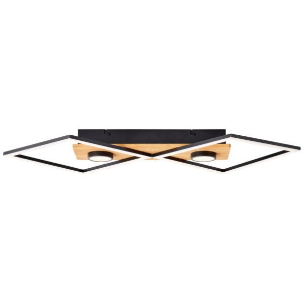 Woodbridge LED Wand-& Deckenleuchte schwarz/holz, 71x35cm, 2-flammig